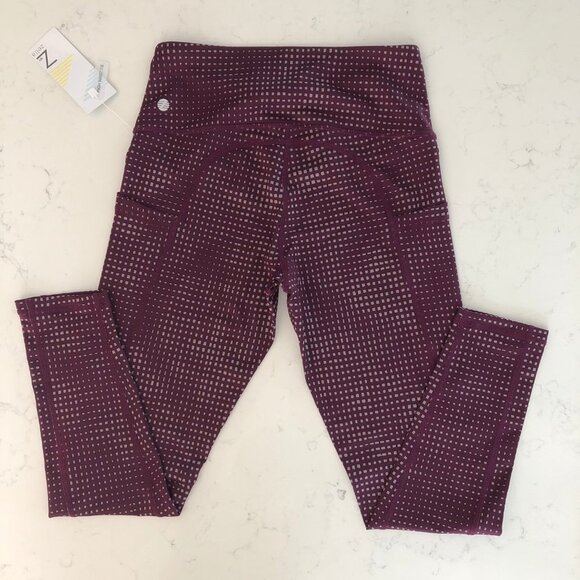 Z by Zella The Daily Hi Waisted 2 Side Pockets 7/8 Leggings Burg + Gray Sz S NWT - Picture 8 of 15